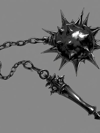Spiked Mace Illustration Poster.