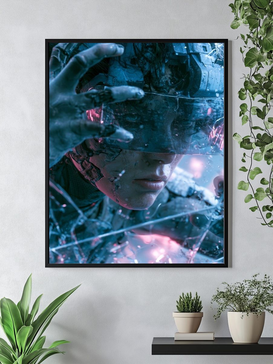 Cyberpunk Warrior Portrait Poster. — room view 4