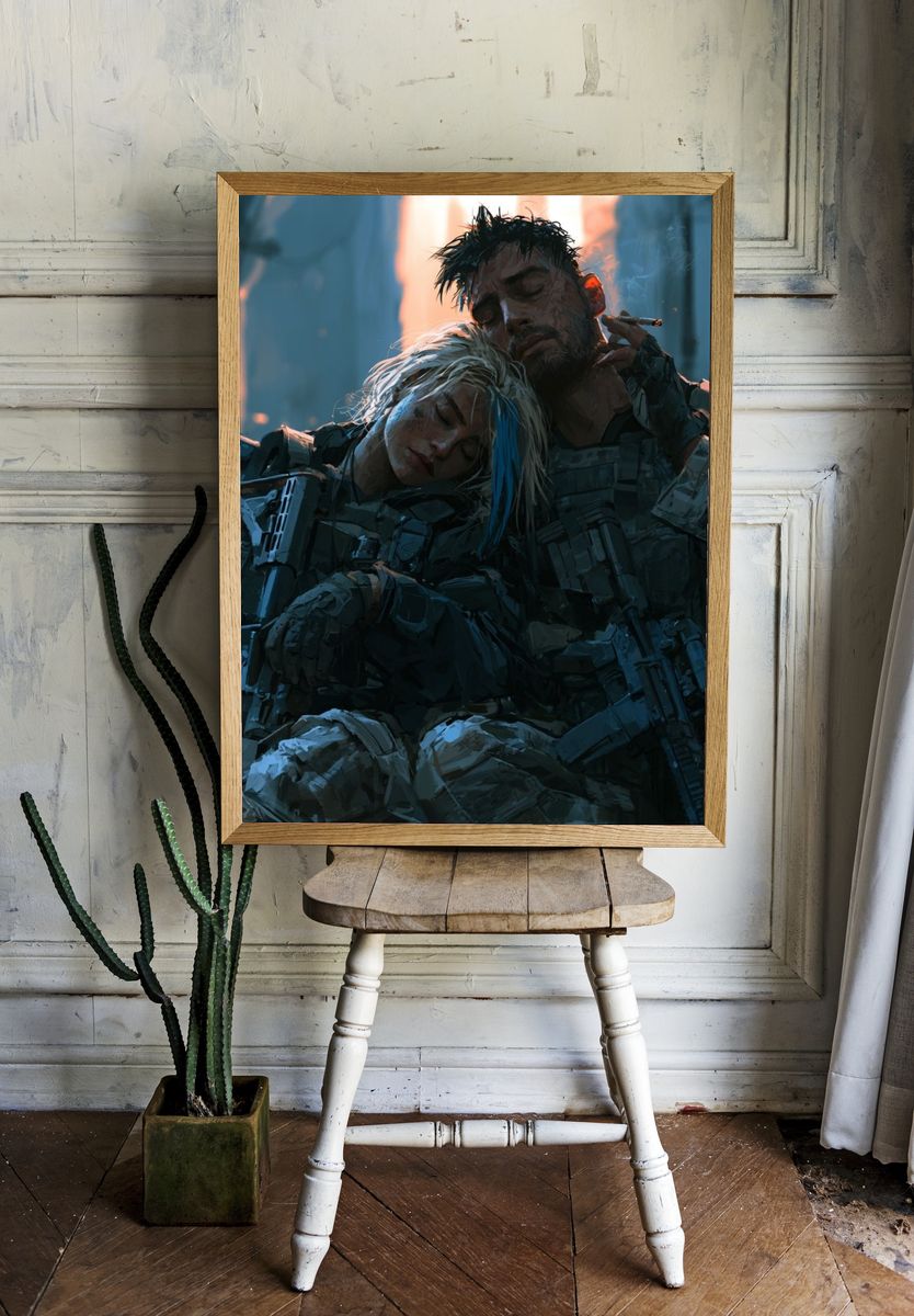 Cyberpunk Soldiers — Sci-Fi Print. room preview