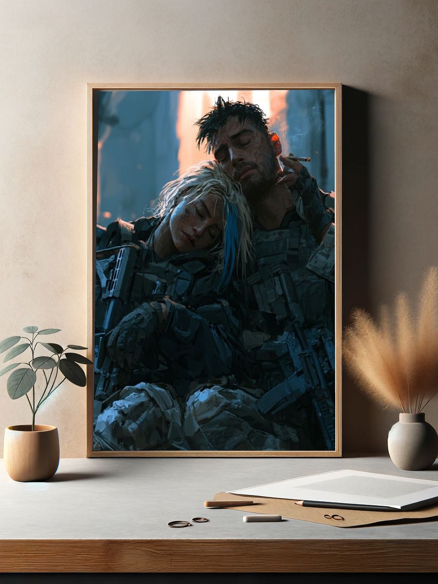 Cyberpunk Soldiers — Sci-Fi Print. — room view 2