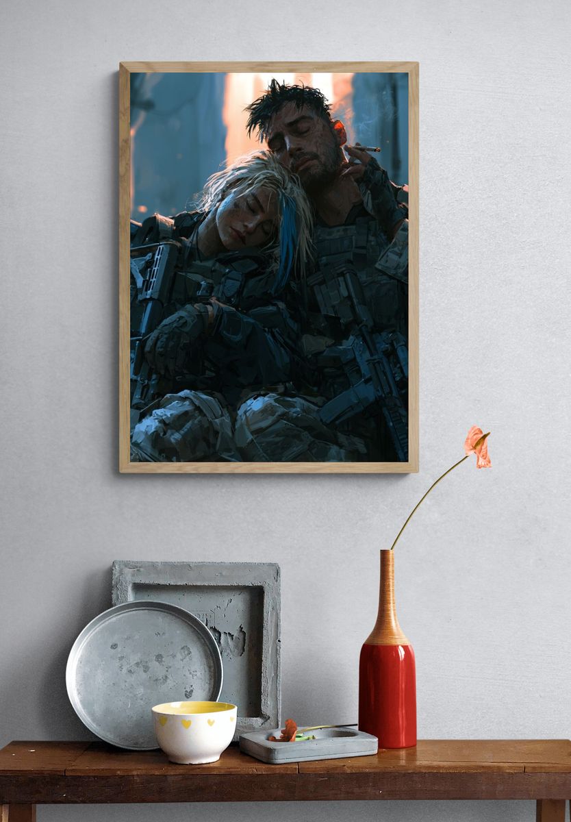 Cyberpunk Soldiers — Sci-Fi Print. — room view 3