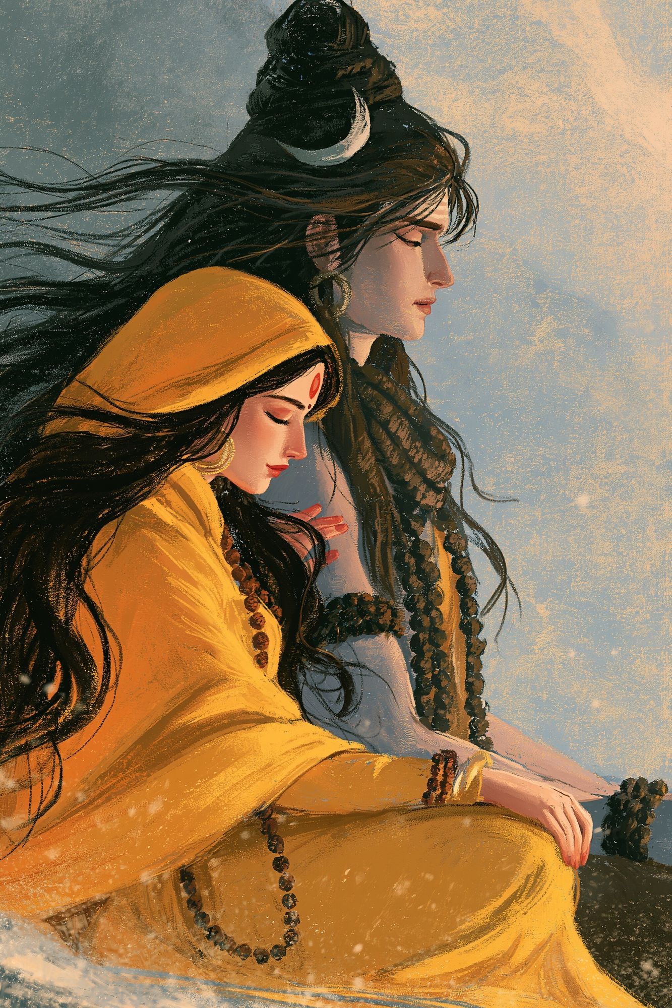 Shiva and Parvati Digital Art Poster. poster — illustration art