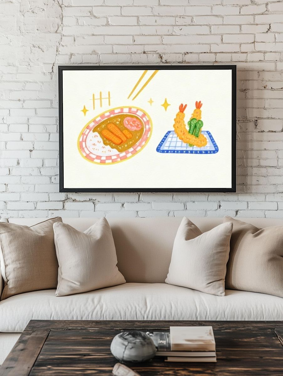 Sushi Watercolor Illustration Poster. — room view 1