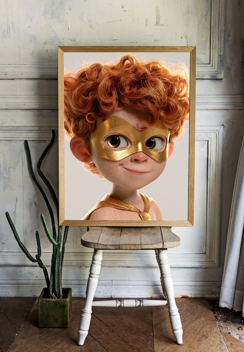 Golden Mask Child Portrait Print. — room view 1