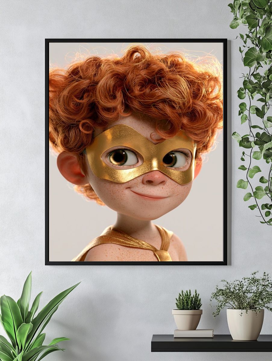 Golden Mask Child Portrait Print. — room view 4