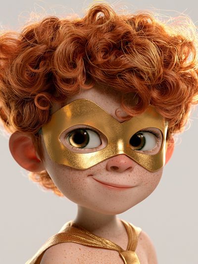Golden Mask Child Portrait Print.