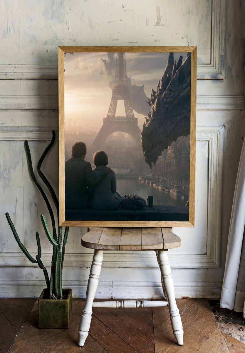Paris Dragon Encounter Sci-Fi Poster. — room view 1