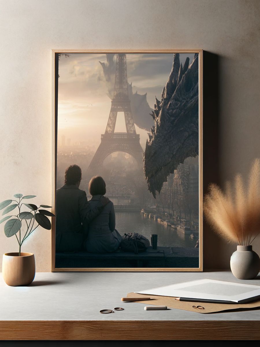 Paris Dragon Encounter Sci-Fi Poster. — room view 2