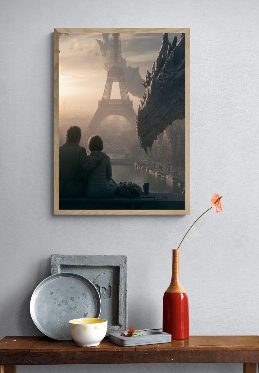 Paris Dragon Encounter Sci-Fi Poster. — room view 3