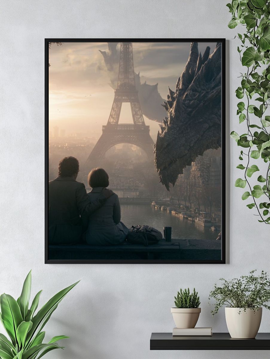 Paris Dragon Encounter Sci-Fi Poster. — room view 4