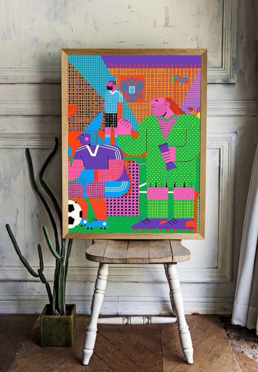 Colorful Soccer Crowd Illustration Poster. room preview