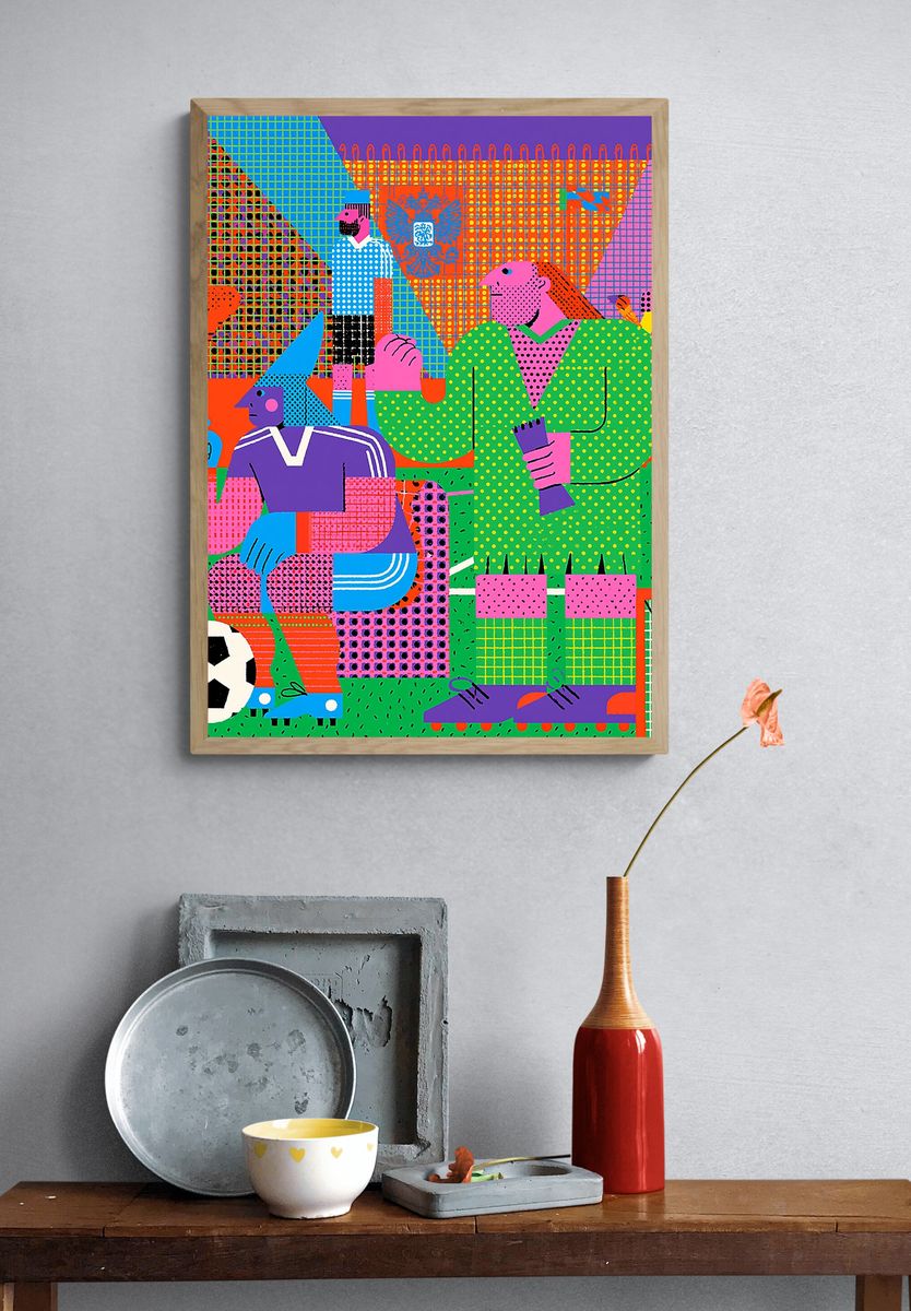Colorful Soccer Crowd Illustration Poster. — room view 3