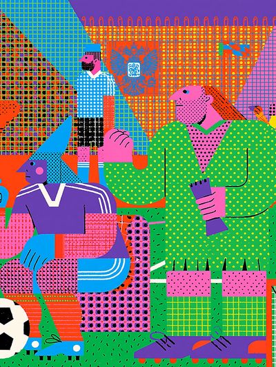 Colorful Soccer Crowd Illustration Poster. poster