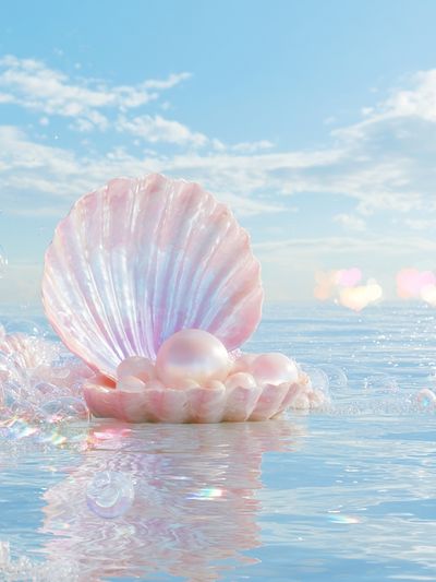 Pearl Seashell Dreamscape Print. poster