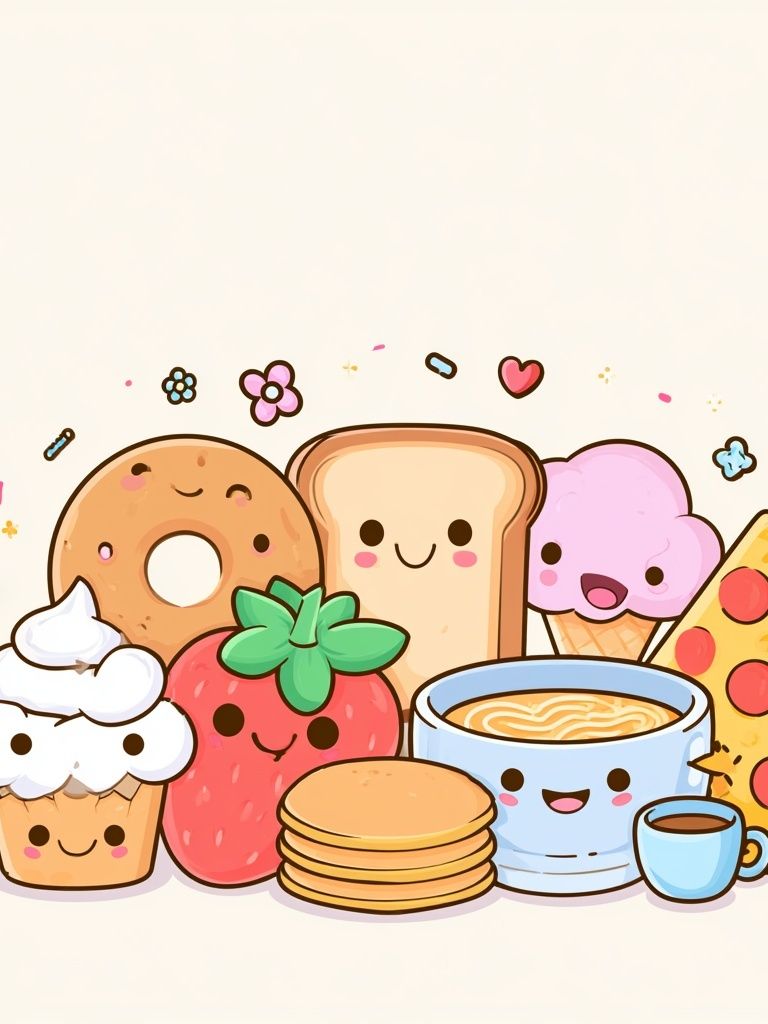 Cute Kawaii Breakfast Illustration Poster. poster — illustration art