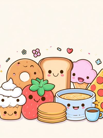 Cute Kawaii Breakfast Illustration Poster. poster