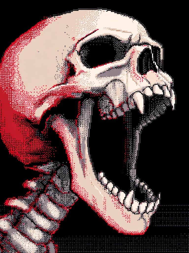Screaming Skull Digital Art Poster. poster detail