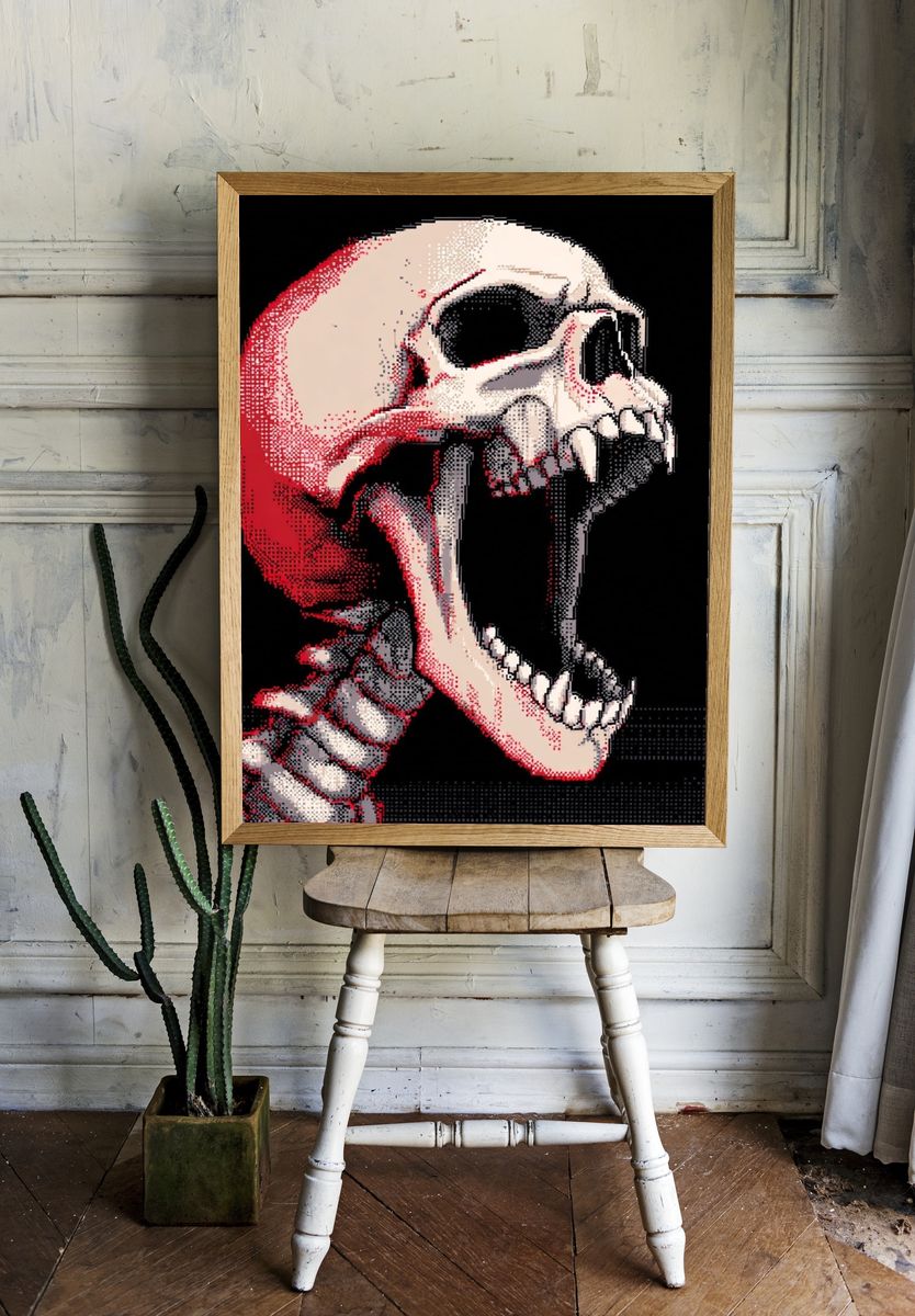 Screaming Skull Digital Art Poster. — room view 1