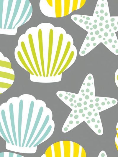 Seashells and Starfish Pattern Print.