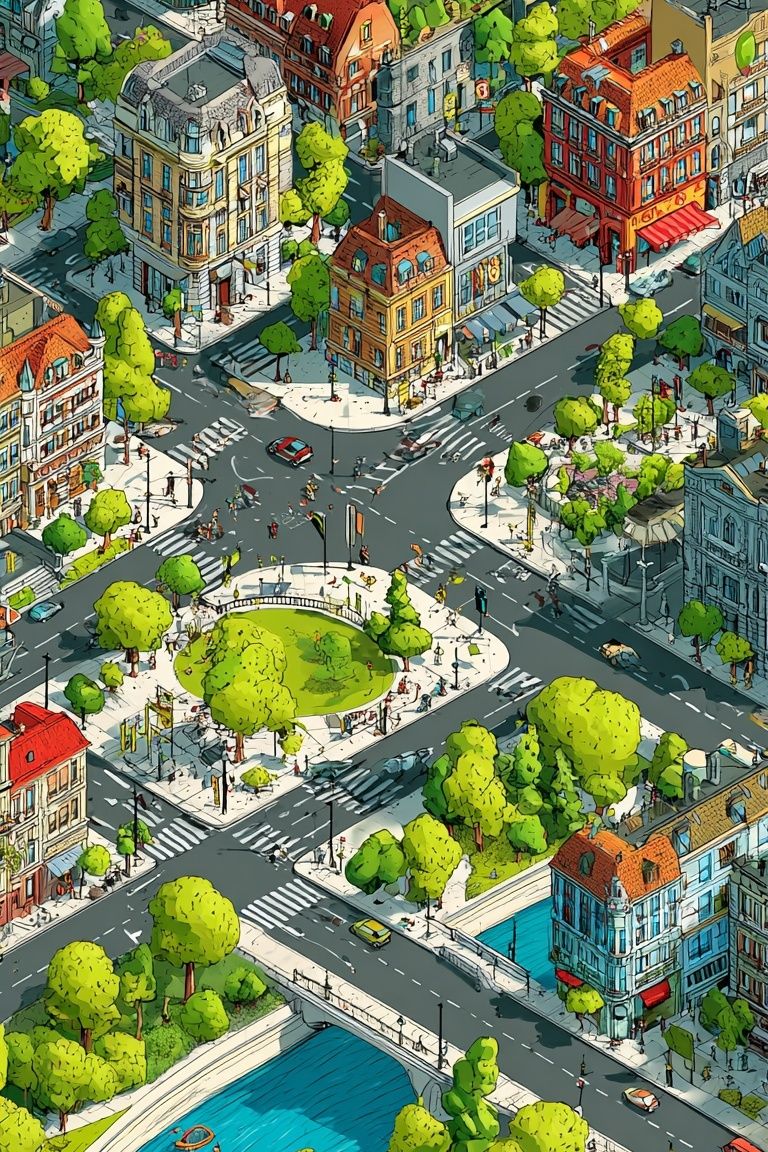 Isometric City Park Poster. poster detail