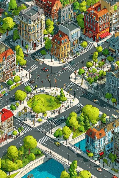 Isometric City Park Poster. poster print