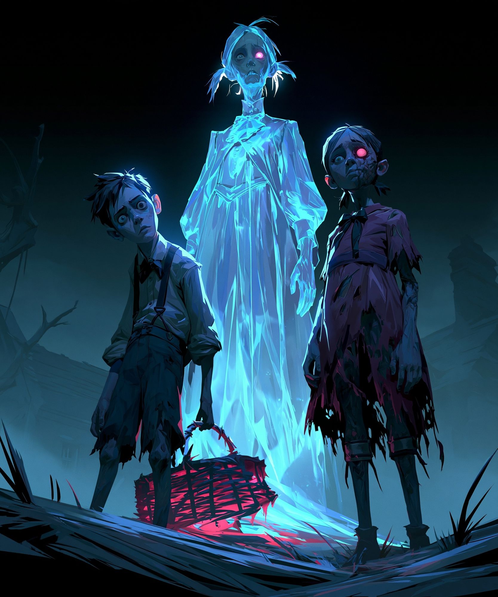 Ghostly Children Horror Poster. poster — illustration art