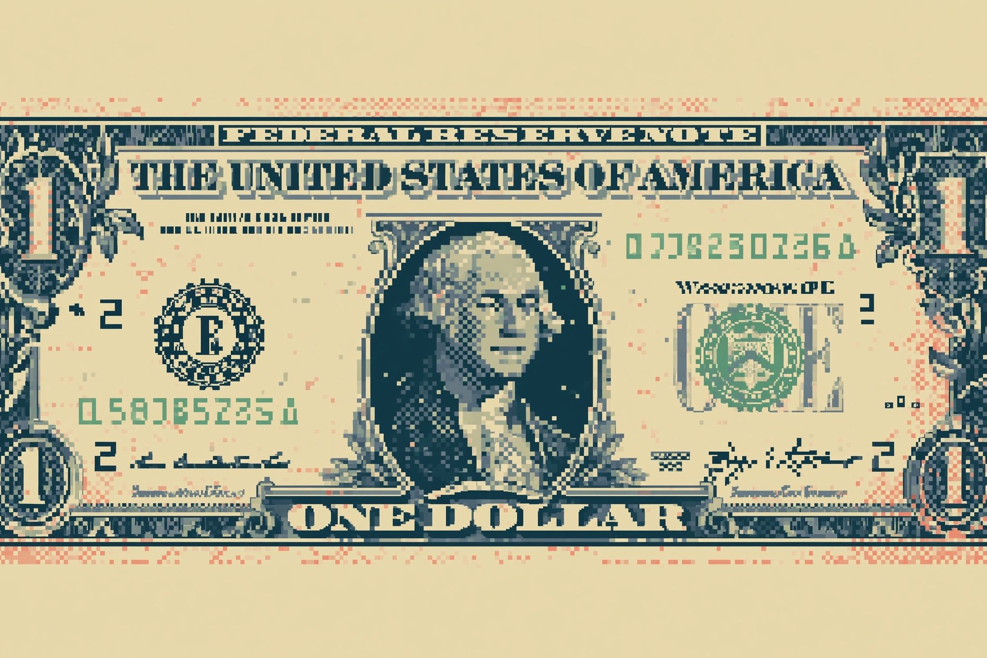 One Dollar Bill Pixel Art Poster. poster detail