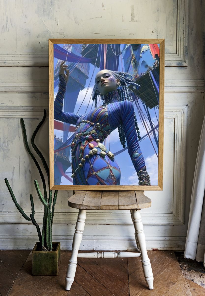 Surreal Ribbon Figure Print. — room view 1