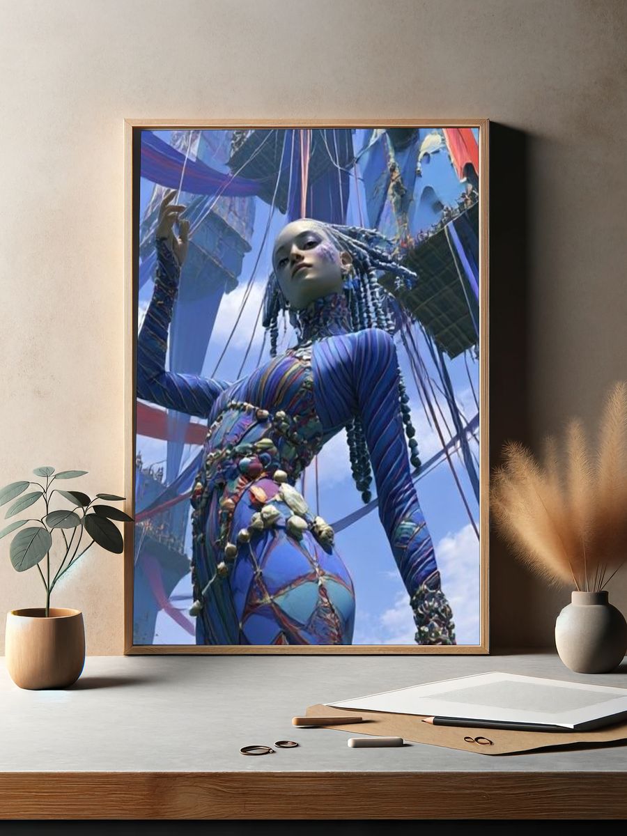 Surreal Ribbon Figure Print. — room view 2