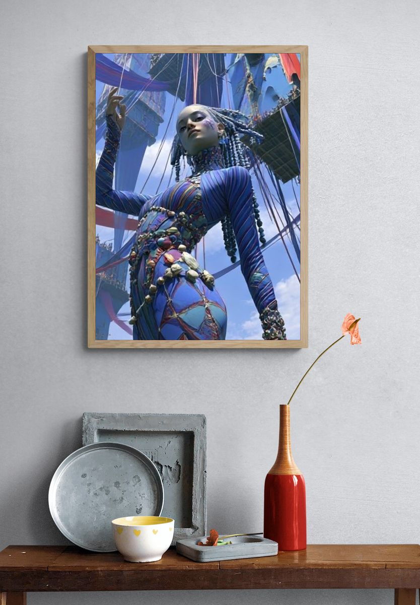 Surreal Ribbon Figure Print. — room view 3