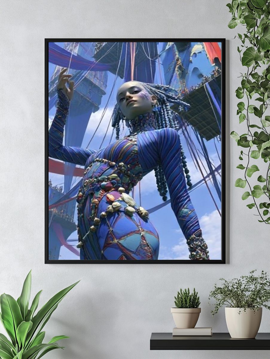 Surreal Ribbon Figure Print. — room view 4