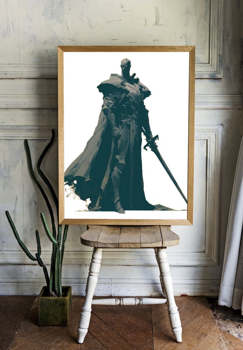 Dark Knight Silhouette Illustration Poster. — room view 1
