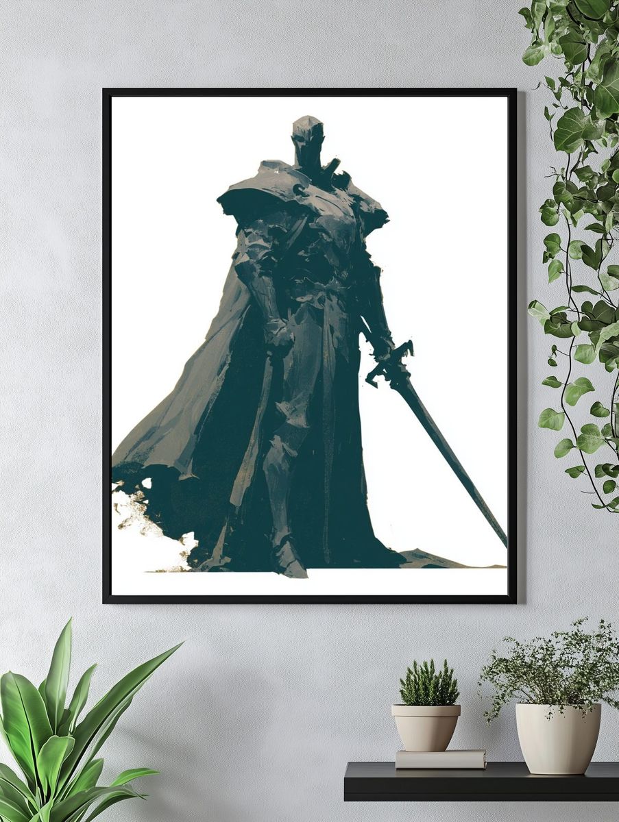 Dark Knight Silhouette Illustration Poster. — room view 4