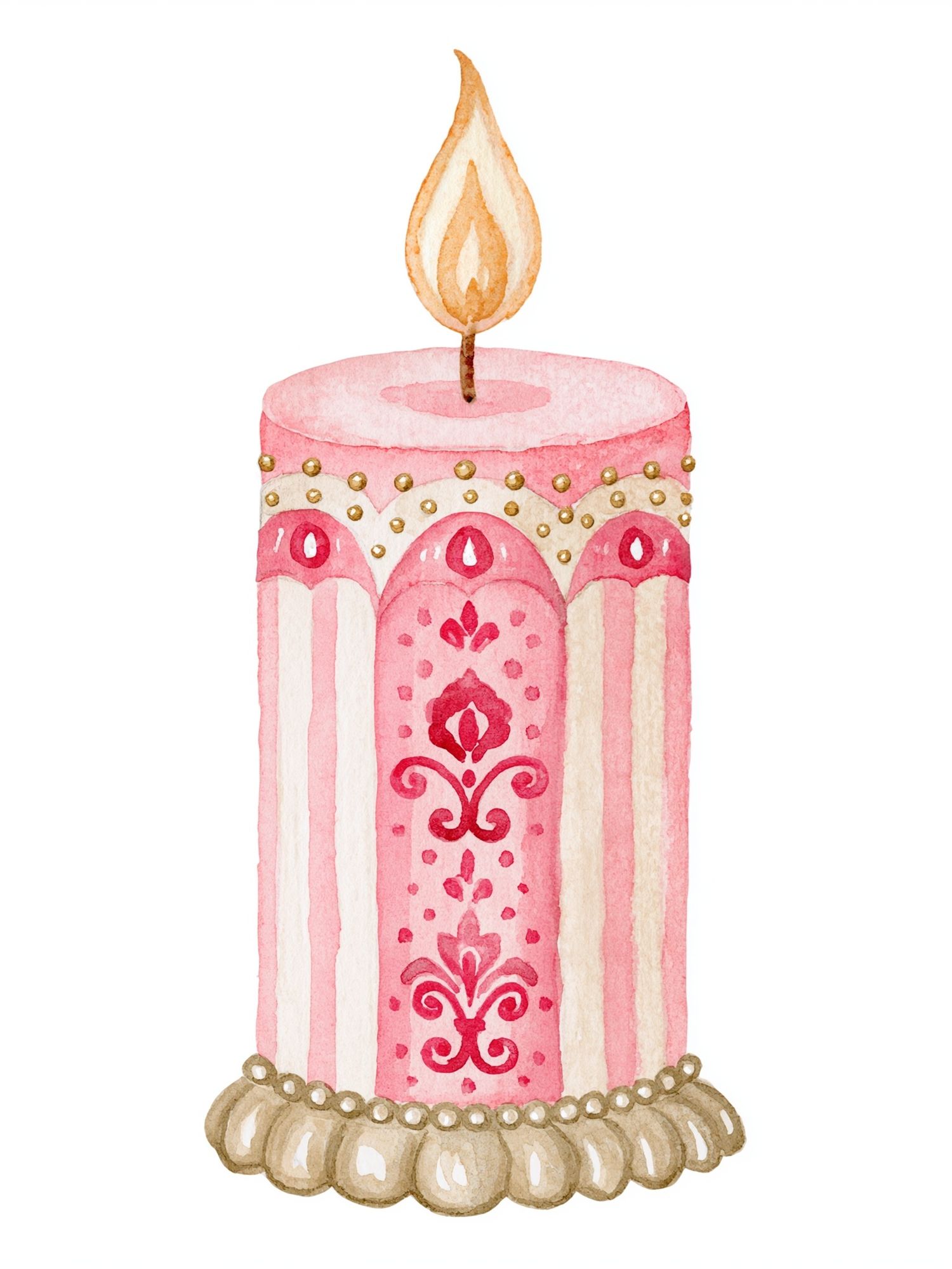 Decorative Pink Candle Illustration Print. poster — illustration art