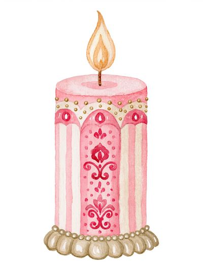 Decorative Pink Candle Illustration Print. poster