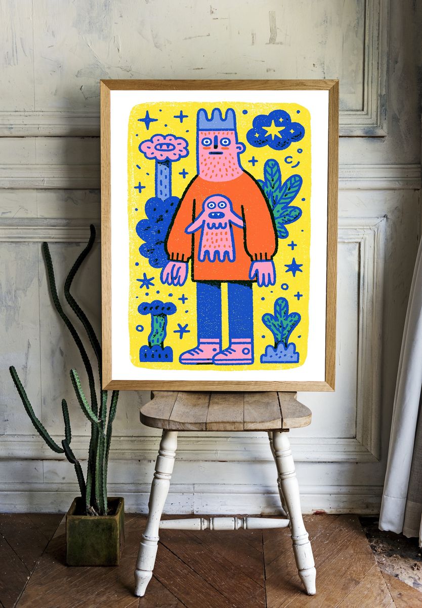 Playful Monster Illustration Poster. — room view 1