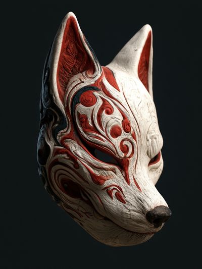 Ornate Fox Mask Illustration Poster. poster