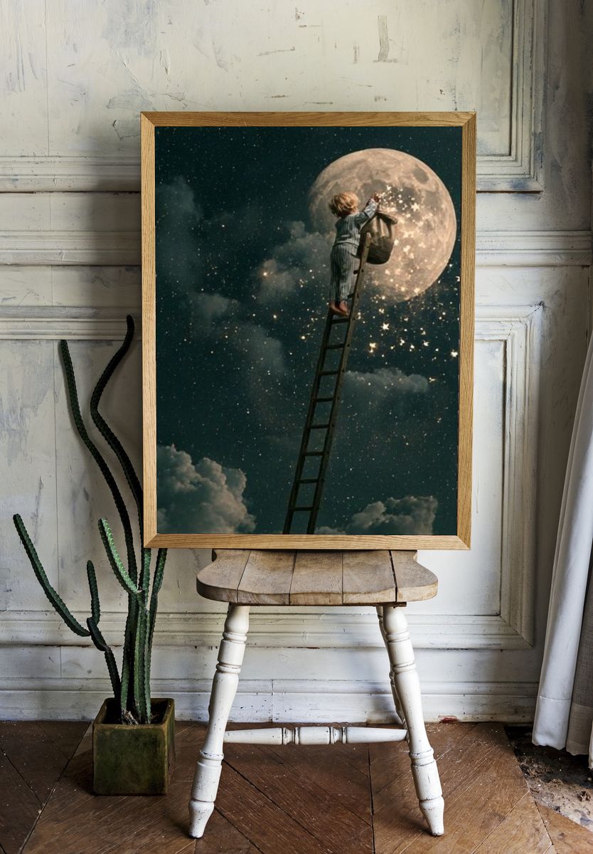 Moon Ladder Dreamscape Print. — room view 1