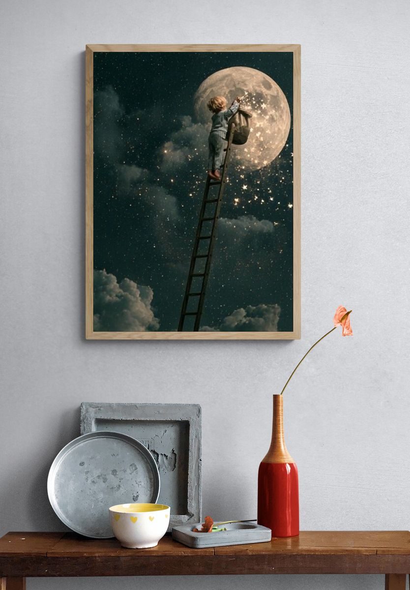 Moon Ladder Dreamscape Print. — room view 3