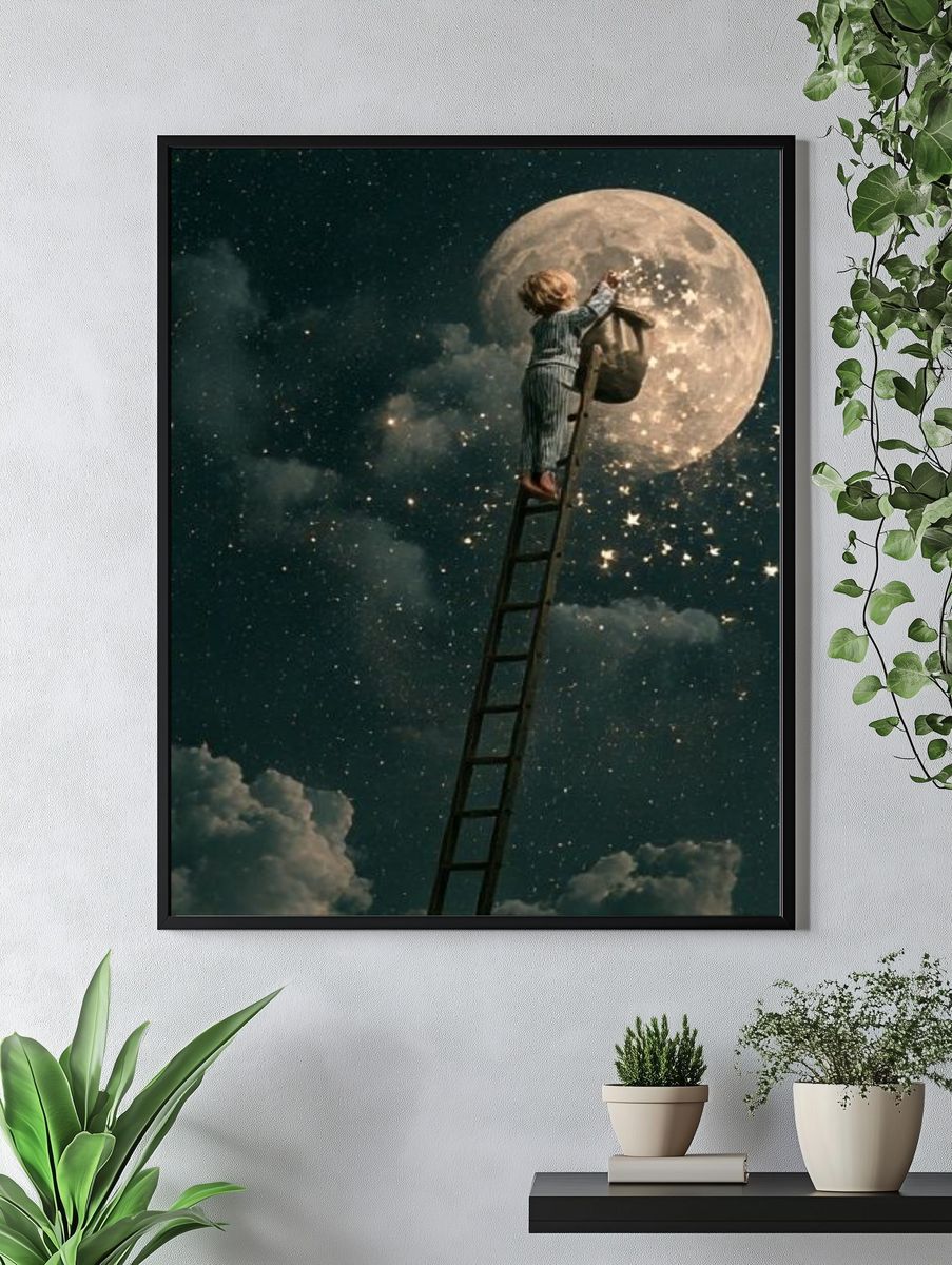 Moon Ladder Dreamscape Print. — room view 4