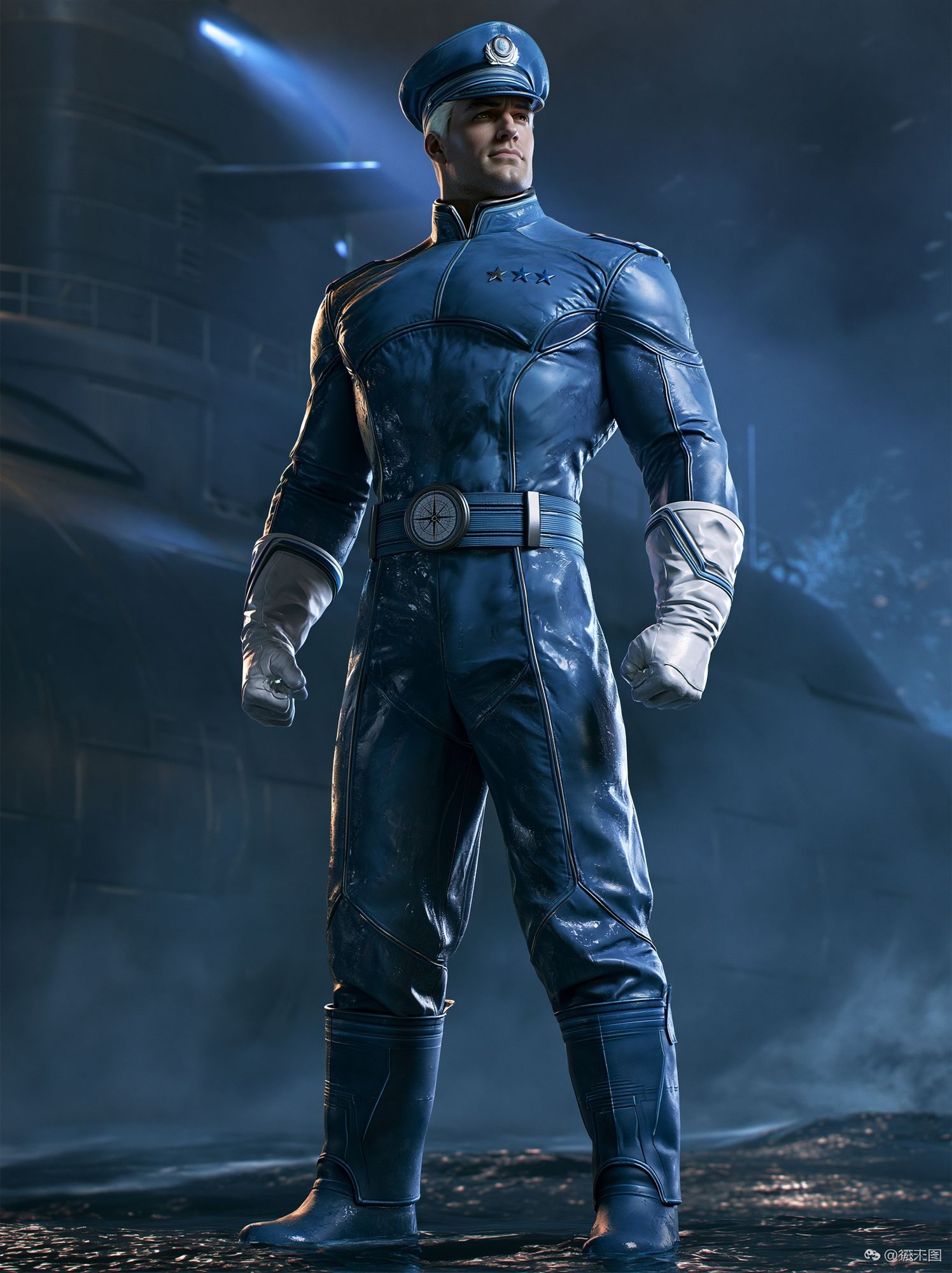 Blue Uniform Hero Sci-Fi Poster. poster — illustration art