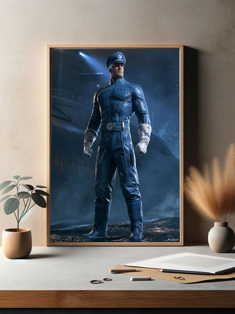 Blue Uniform Hero Sci-Fi Poster. — room view 2