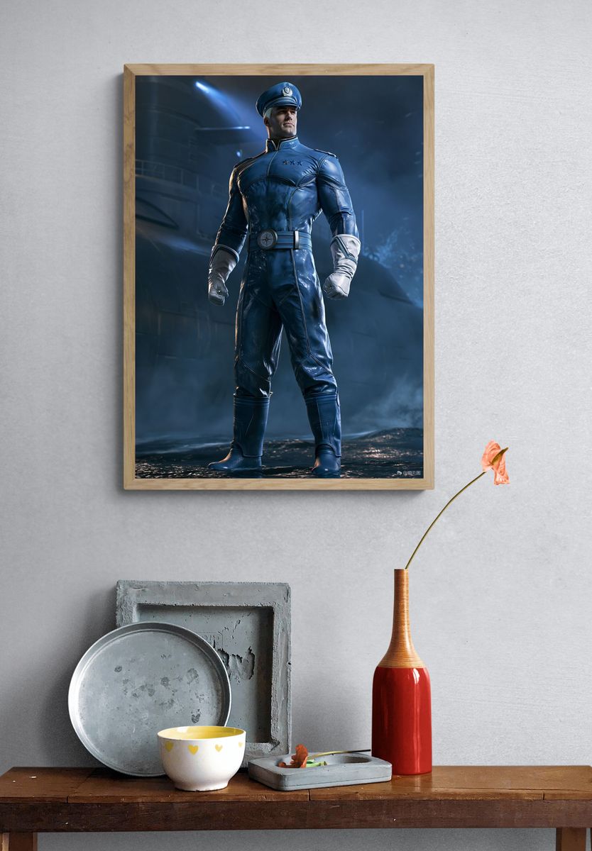 Blue Uniform Hero Sci-Fi Poster. — room view 3