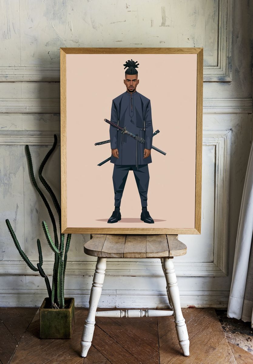 Samurai Warrior Illustration Poster. room preview