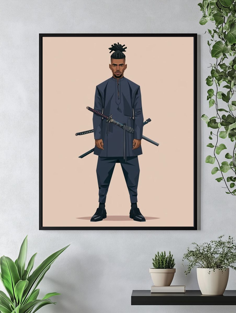 Samurai Warrior Illustration Poster. — room view 4