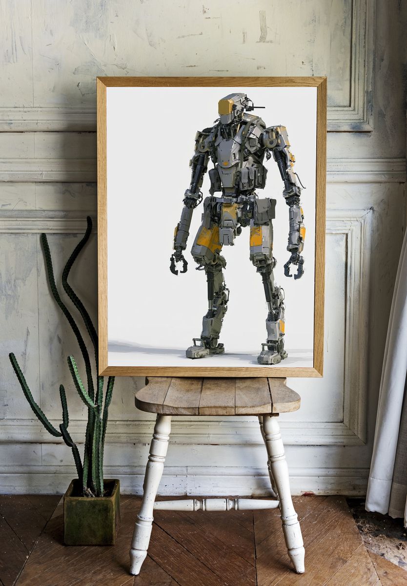 Armored Robot Digital Art Poster. — room view 1