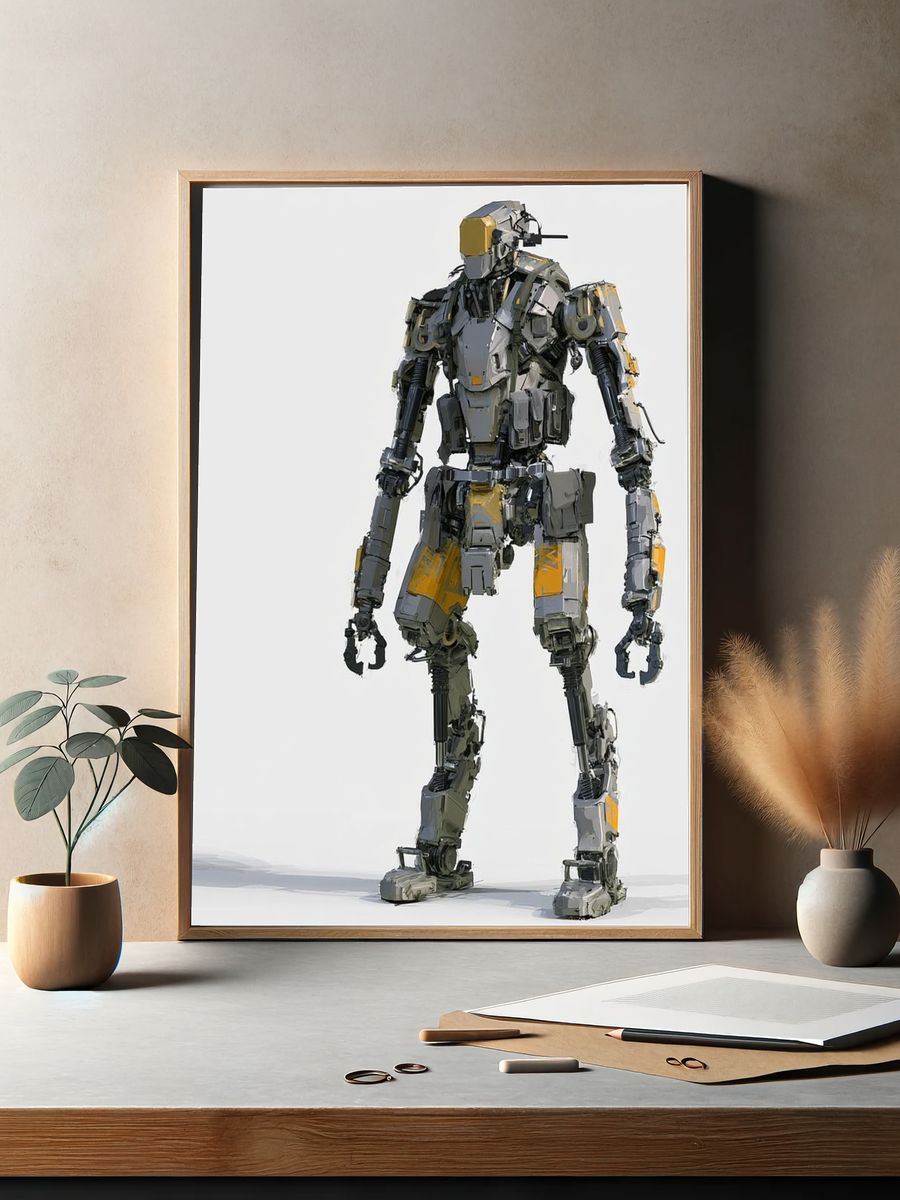 Armored Robot Digital Art Poster. — room view 2