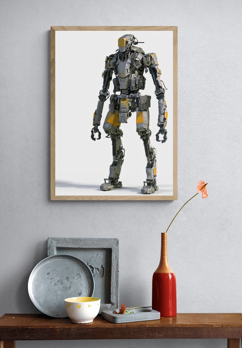 Armored Robot Digital Art Poster. — room view 3