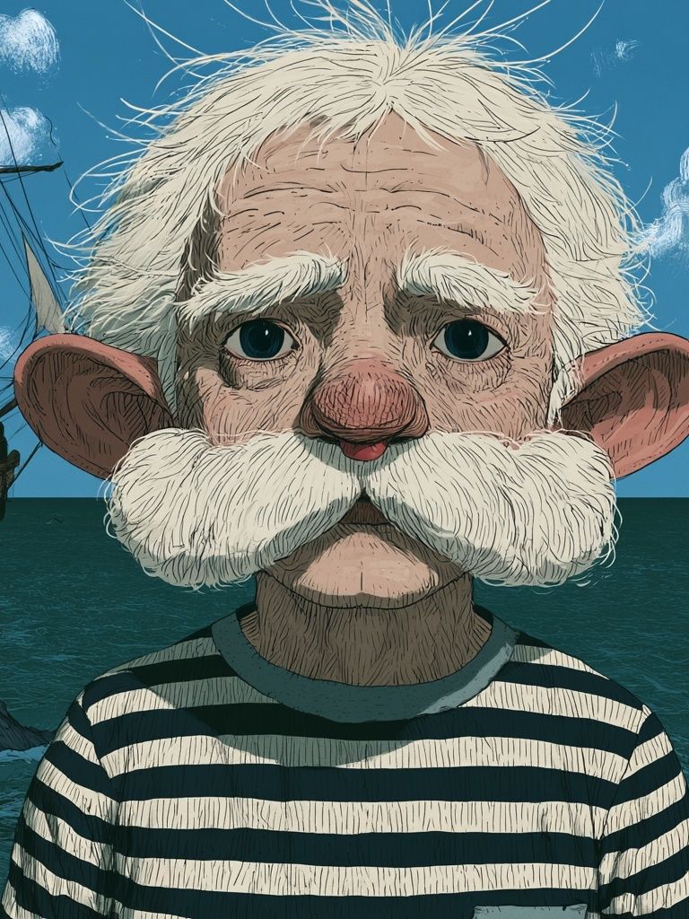 Seafarer Portrait Illustration Poster. poster detail