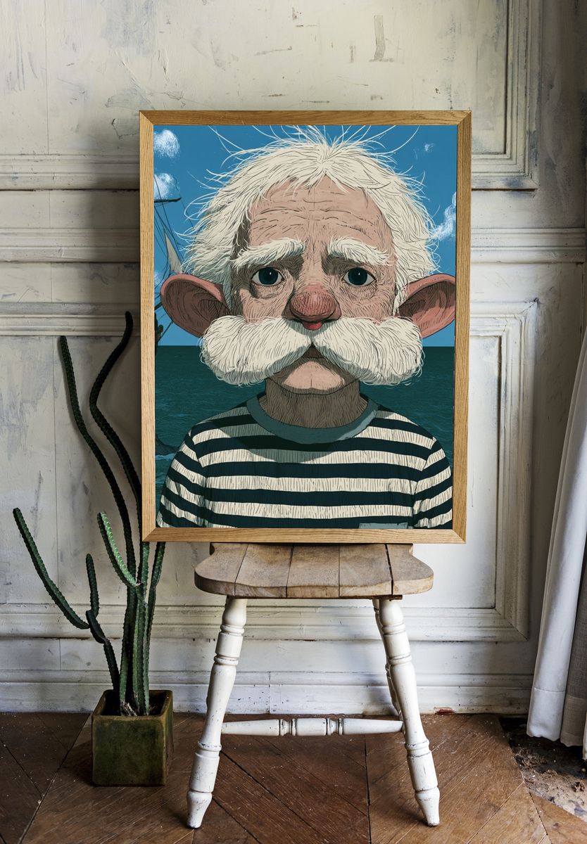 Seafarer Portrait Illustration Poster. — room view 1